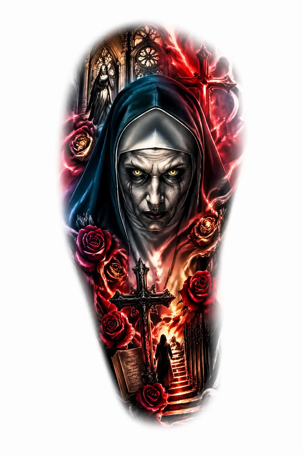 Valak Nun - Realism Shoulder tattoo design
