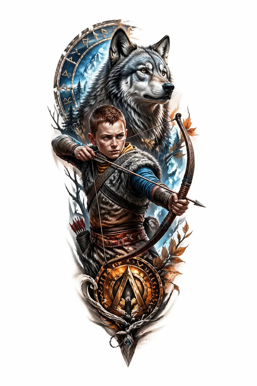 Atreus With Bow - Realism Shoulder tattoo design