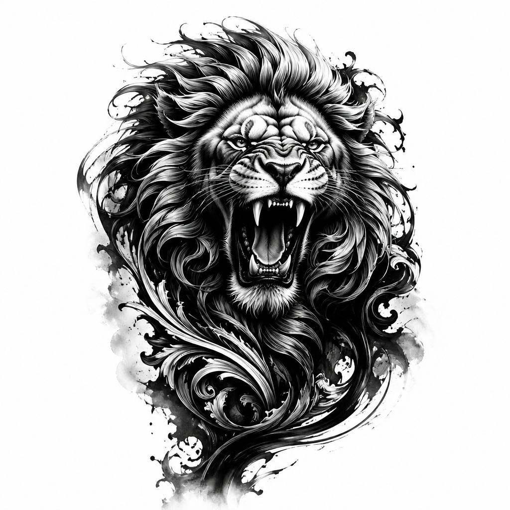 Lion Roaring Close Up - Black And Grey Forearm tattoo design