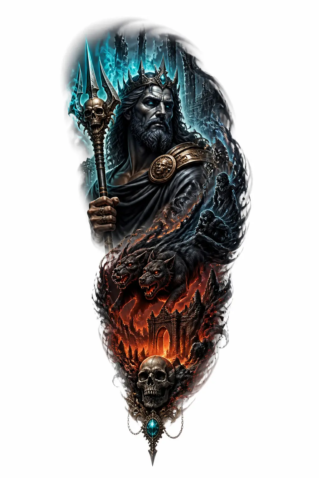 Hades Underworld Composition - Realism Shoulder tattoo design