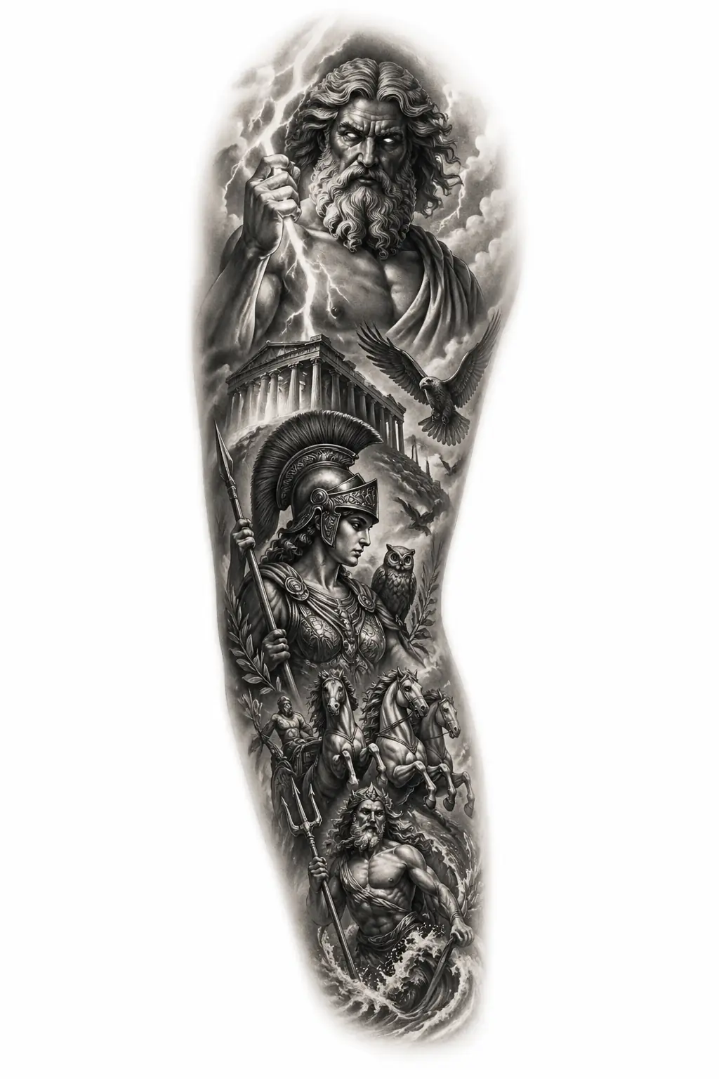Greek Mythology - Realism Full Sleeve tattoo design