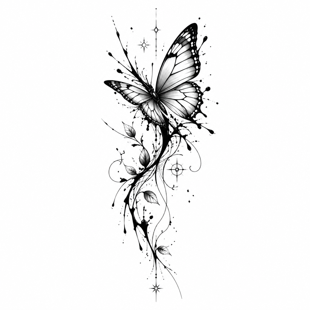 Butterfly Splash - Watercolor tattoo design