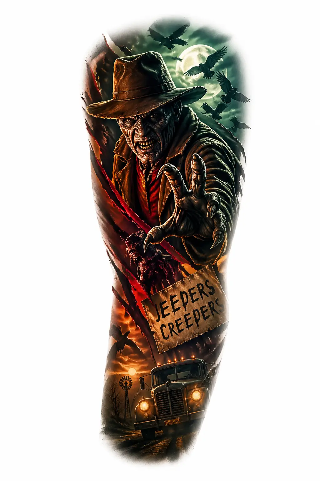 The Creeper Jeepers Creepers - Realism Half Sleeve tattoo design