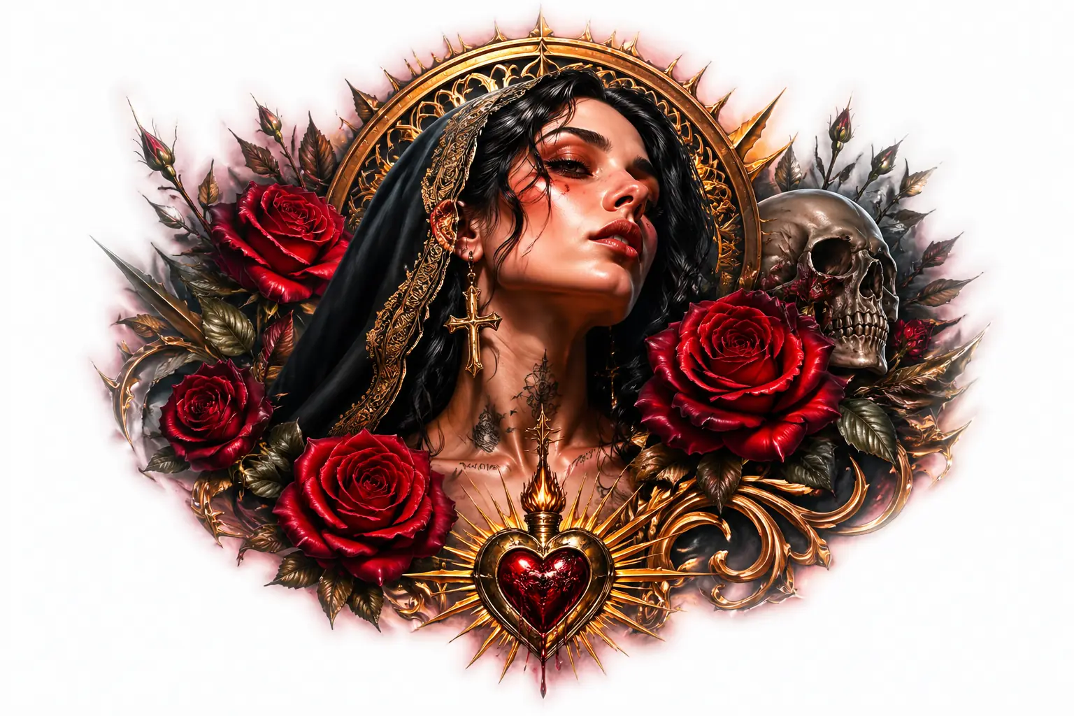 Esther Orphan - Realism Chest tattoo design