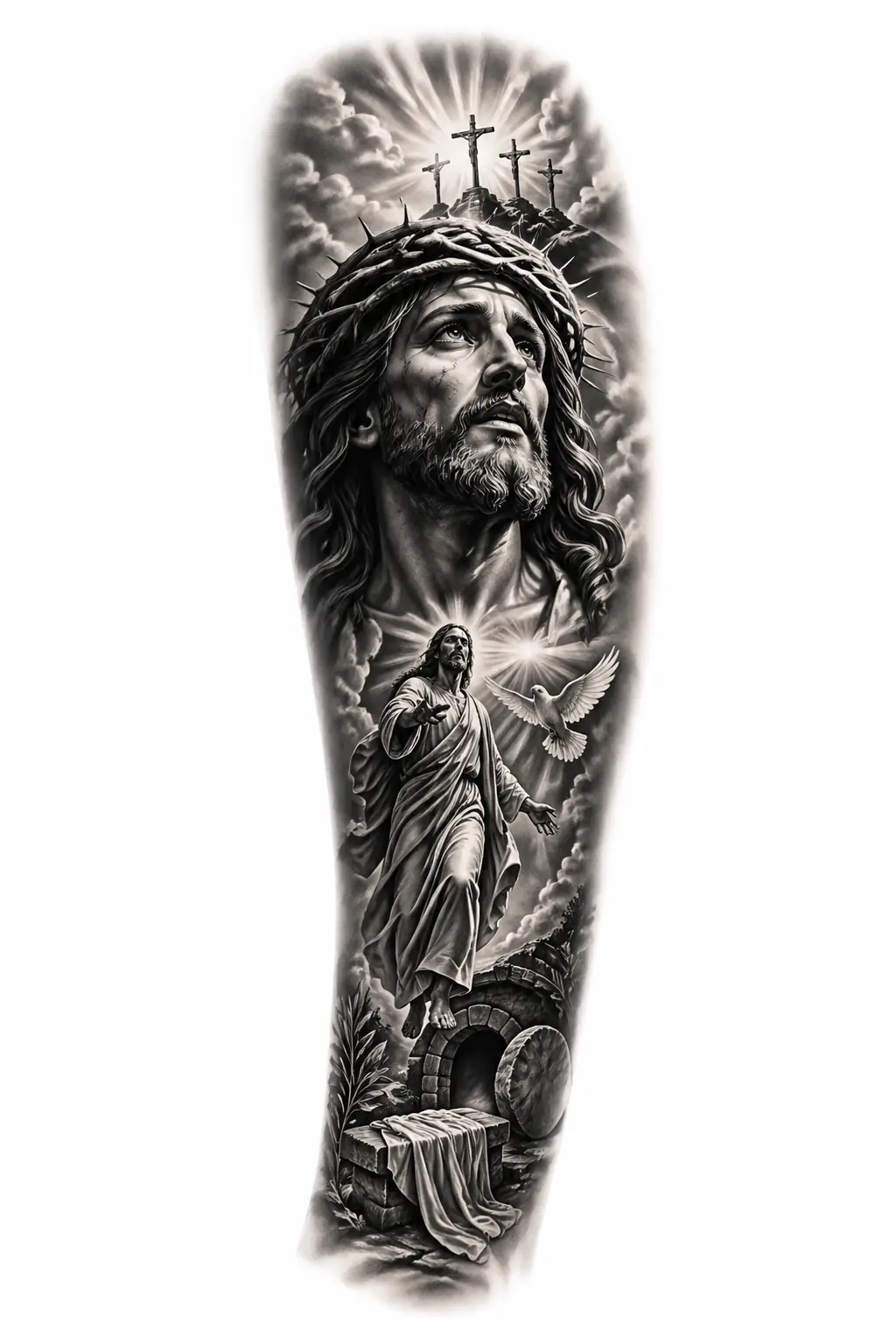 Jesus - Black And Grey Forearm tattoo design
