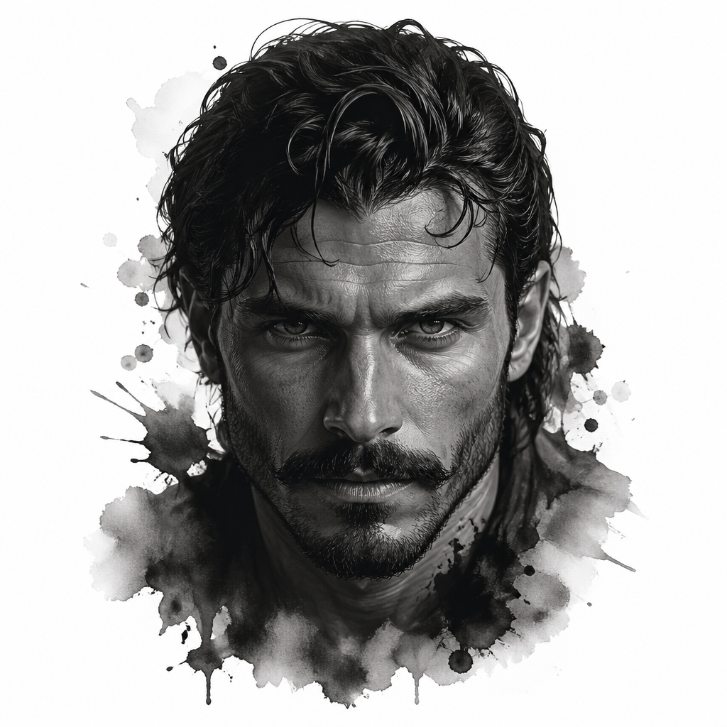 Man Face Intense Gaze - Realism tattoo design