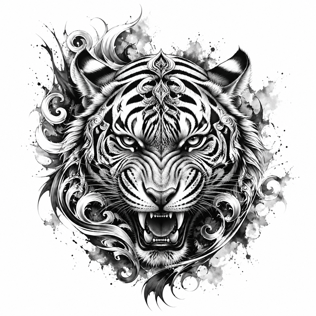 Tiger - Black And Grey tattoo design