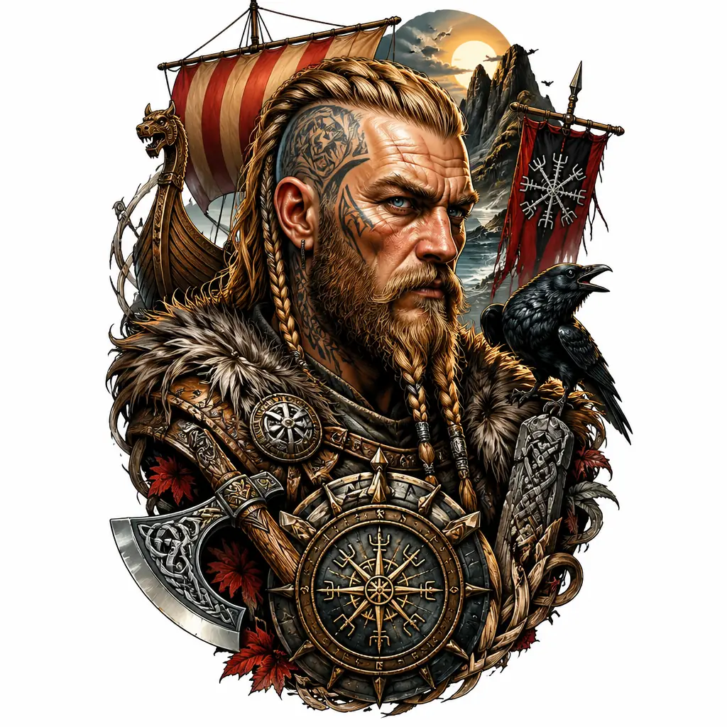 Viking Warrior Portrait - Realism tattoo design