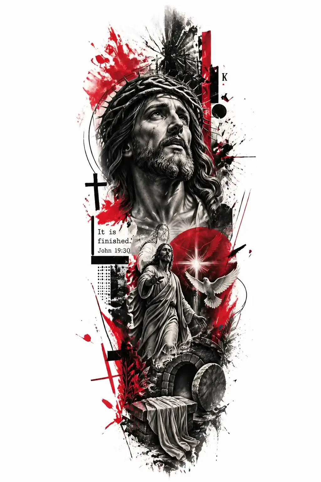 Jesus - Trash Polka Forearm tattoo design