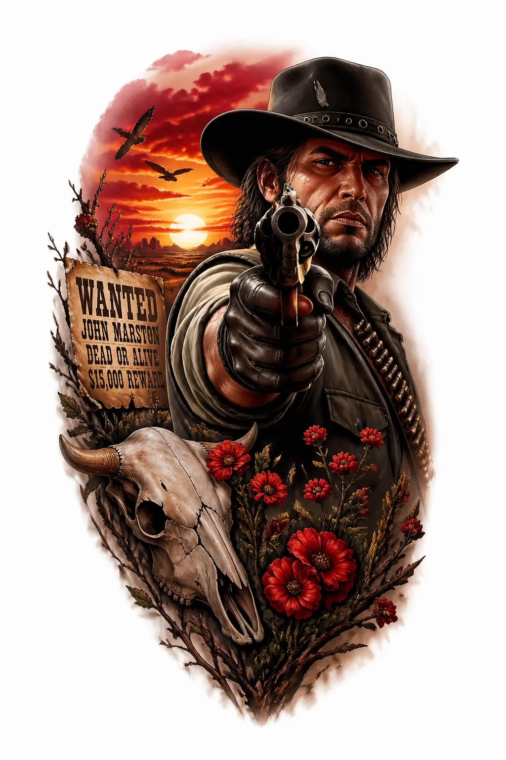 John Marston Gunslinger - Realism Shoulder tattoo design