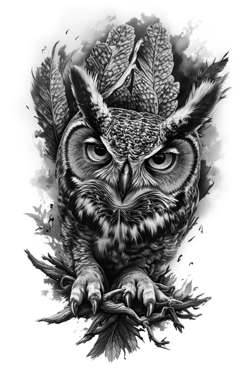 Owl - Black And Grey Forearm tattoo design idea for men
