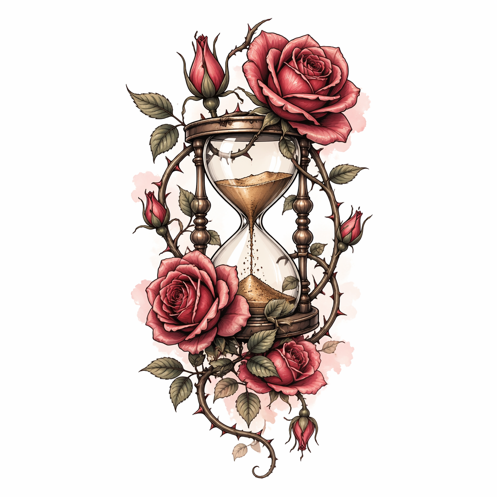 Hourglass With Roses - Neo Traditional Forearm tattoo design