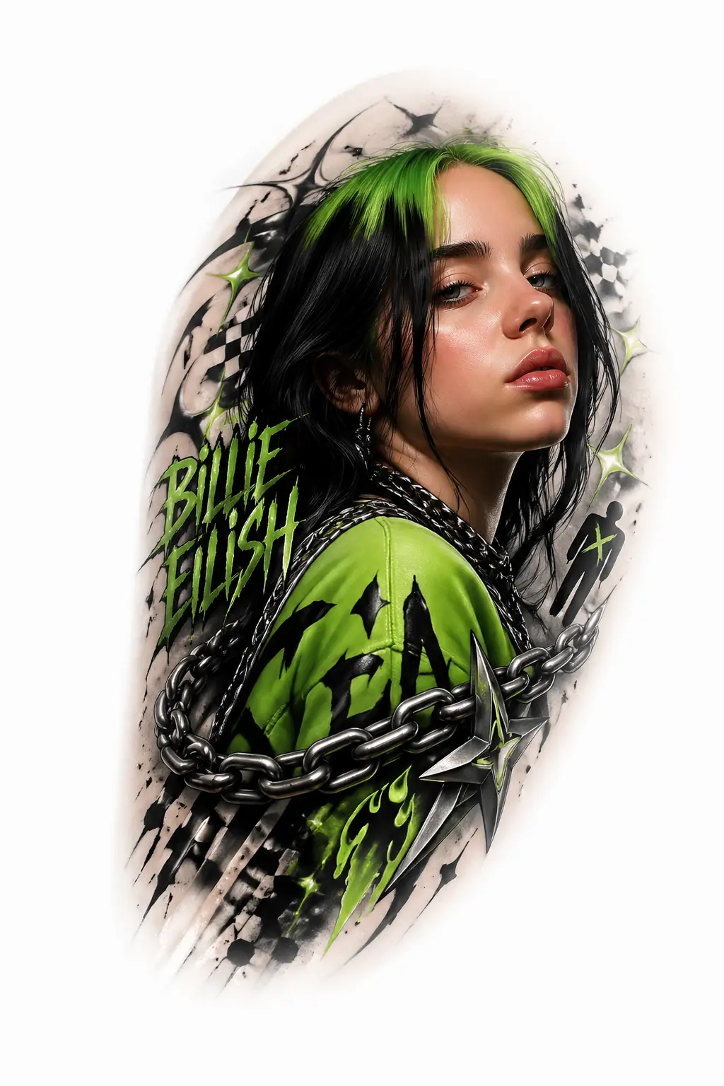 Billie Eilish - Realism Shoulder tattoo design