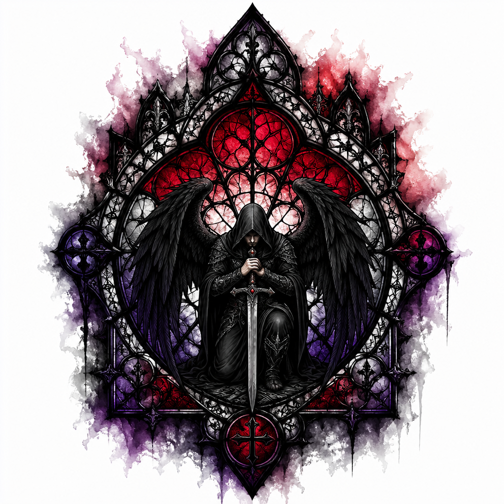 Stained Glass Window Scene - Gothic tattoo design