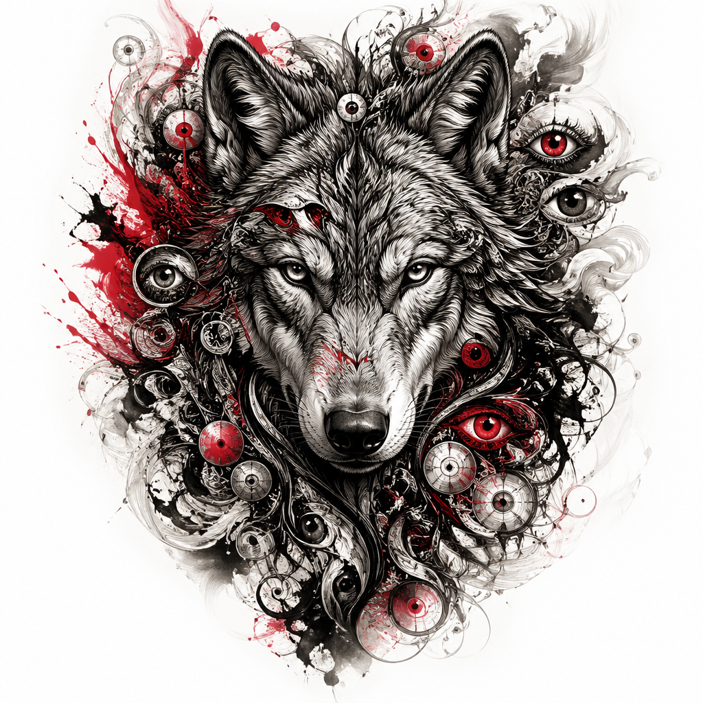 Wolf Staring - Surrealism tattoo design