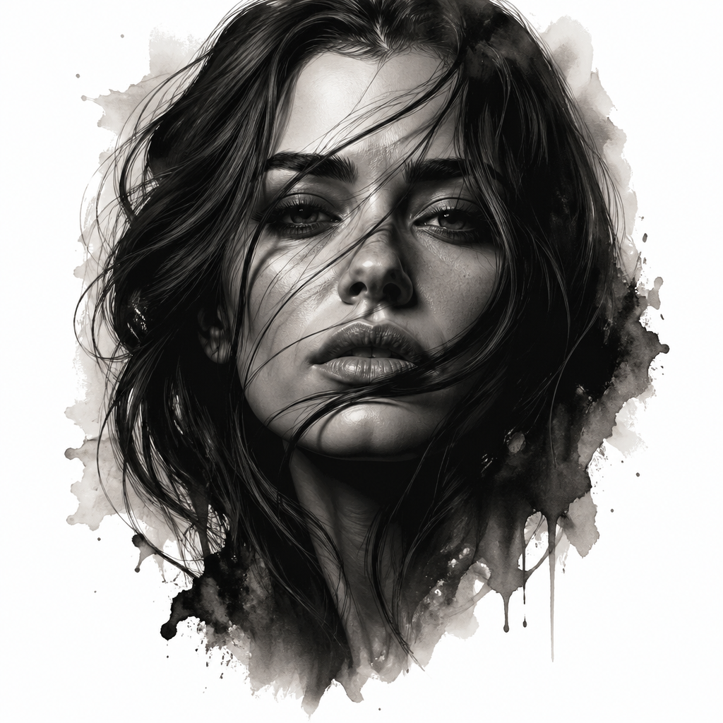 Woman Face Close Up - Realism tattoo design