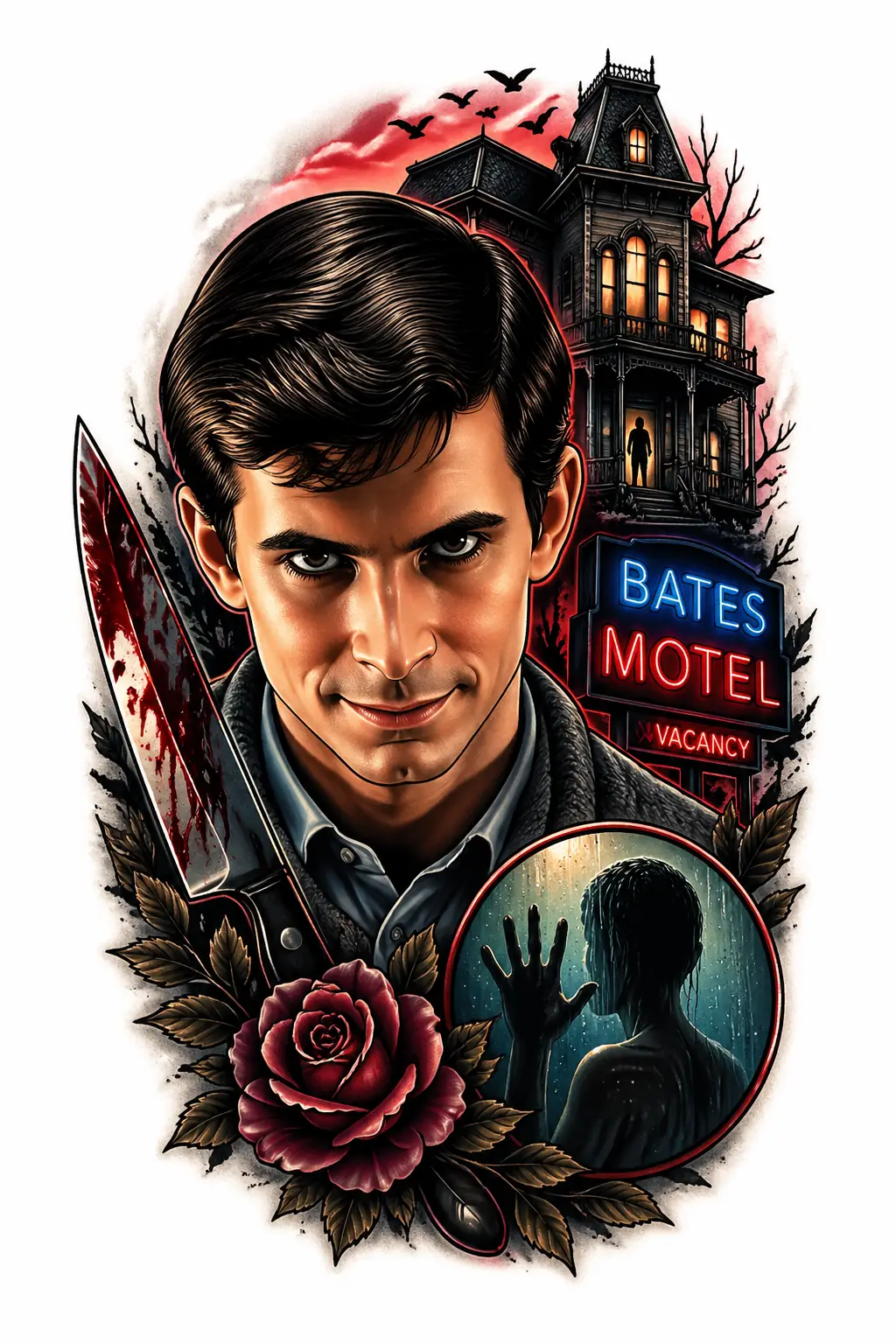 Norman Bates - Realism tattoo design