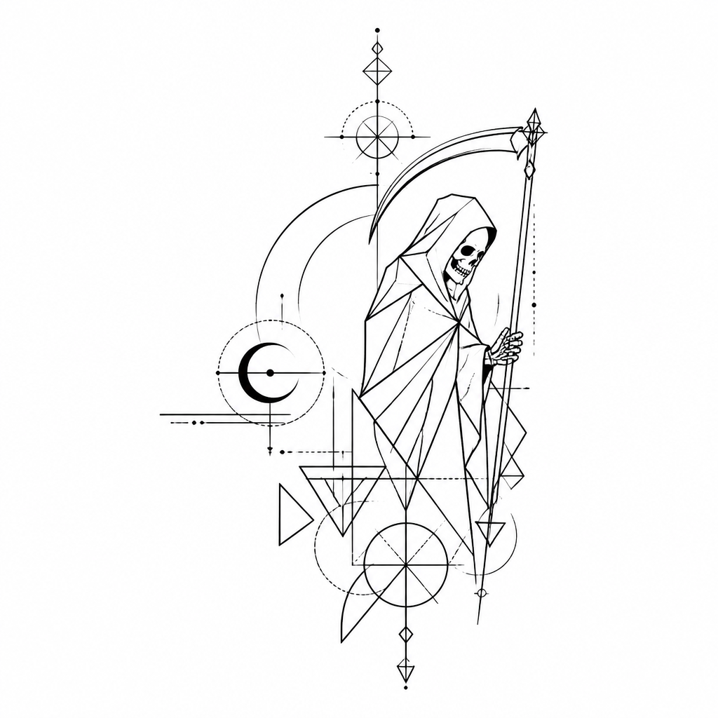 Grim Reaper - Geometric tattoo design