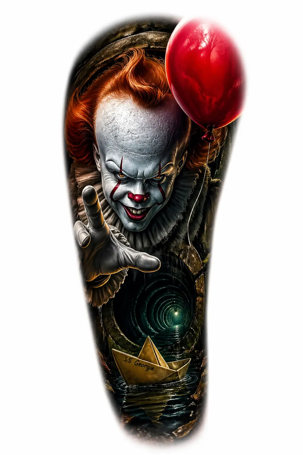 Pennywise Sewer Scene - Realism Half Sleeve tattoo design