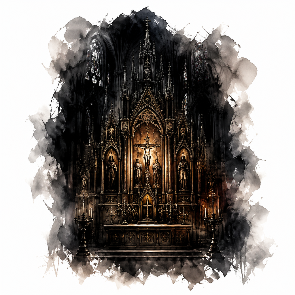 Dark Church Altar - Gothic tattoo design