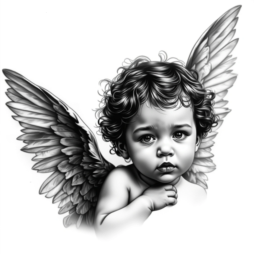 Baby Angel - Black And Grey Forearm tattoo design idea for men