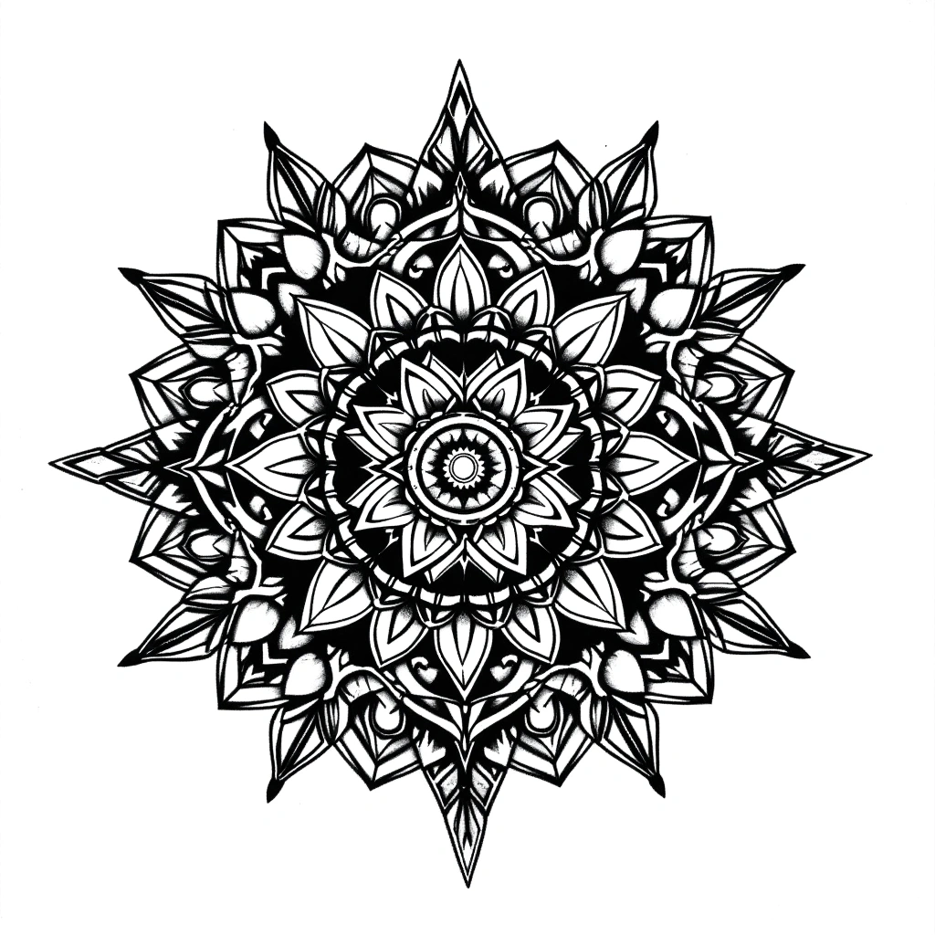 Mandala - Black And Grey Shoulder tattoo design idea for women